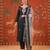 Dark-green silk blend embroidered churidar set