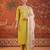 Mustard silk blend embroidered churidar set