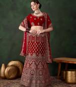 red velvet embroidered traditional lehenga-choli