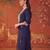 Navy-blue silk blend embroidered churidar set