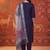 Navy-blue silk blend embroidered churidar set