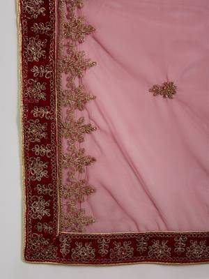 maroon velvet embroidered traditional lehenga-choli 2