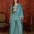 Sea-green silk blend embroidered palazzo set