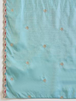 Sea-green silk blend embroidered palazzo set 3