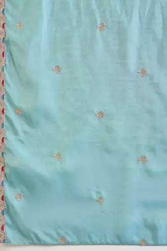 Sea-green silk blend embroidered palazzo set