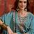 Sea-green silk blend embroidered palazzo set