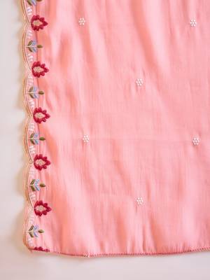 Pink cotton silk embroidered churidar set 2
