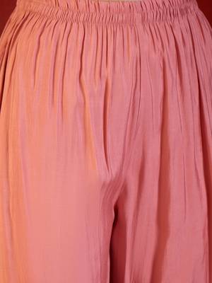 Pink cotton silk embroidered churidar set 4