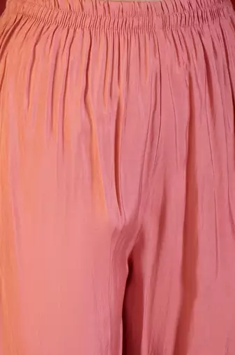 Pink cotton silk embroidered churidar set