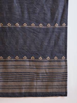 Black cotton silk embroidered churidar set 2