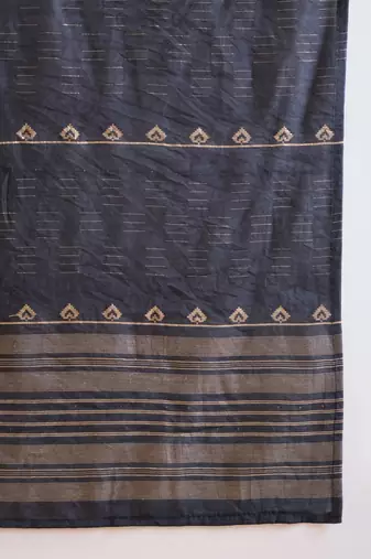 Black cotton silk embroidered churidar set
