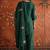Dark-green silk blend embroidered palazzo set