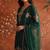 Dark-green silk blend embroidered palazzo set