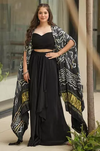 black georgette plain designer lehenga-choli