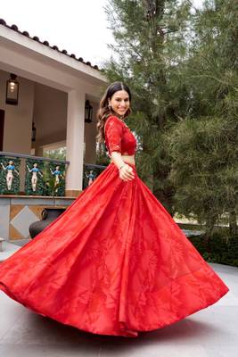 red georgette embroidered traditional lehenga-choli 2