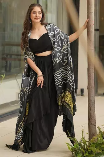 black georgette plain designer lehenga-choli