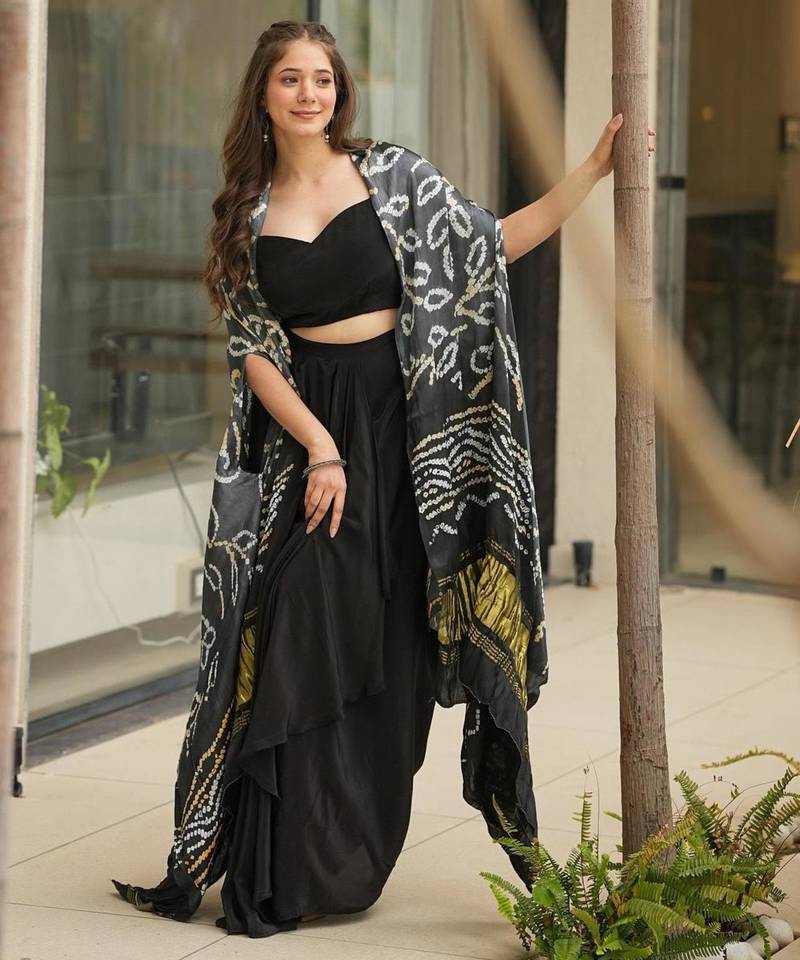 black georgette plain designer lehenga-choli