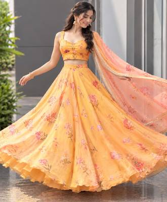 multicolor organza printed designer lehenga-choli 1