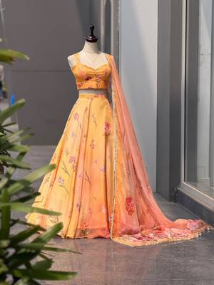 multicolor organza printed designer lehenga-choli 2