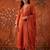 Orange silk blend embroidered churidar set