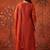 Orange silk blend embroidered churidar set