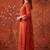 Orange silk blend embroidered churidar set