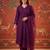 Wine silk blend embroidered churidar set
