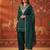 Green silk blend embroidered palazzo set