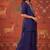 Navy-blue silk blend embroidered palazzo set