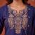 Navy-blue silk blend embroidered palazzo set