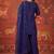 Navy-blue silk blend embroidered palazzo set