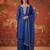 Royal-blue silk blend embroidered churidar set
