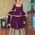 Purple silk blend embroidered flared gown set