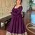 Purple silk blend embroidered flared gown set