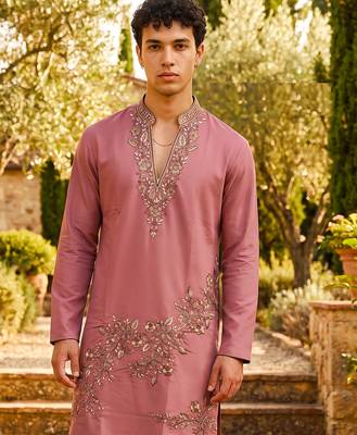 Peach green lachka kurta pant set with embroidery and sequence work 2