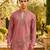 Peach green lachka kurta pant set with embroidery and sequence work