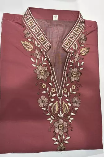 Peach green lachka kurta pant set with embroidery and sequence work