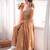 Brown silk blend embroidered palazzo set