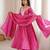 Pink rayon embroidered flared gown set