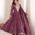Wine rayon embroidered flared gown set