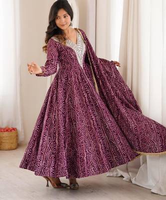 Wine rayon embroidered flared gown set 5