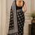 Black color  real mirror elephant prints premium satin saree with un-stitched blouse