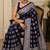 Blue real mirror elephant prints premium satin saree with un-stitched blouse