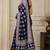 Blue real mirror elephant prints premium satin saree with un-stitched blouse
