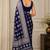Blue real mirror elephant prints premium satin saree with un-stitched blouse