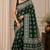 Green color  real mirror elephant prints premium satin saree with un-stitched blouse