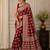 Maroon color  real mirror elephant prints premium satin saree with un-stitched blouse