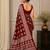 Maroon color  real mirror elephant prints premium satin saree with un-stitched blouse