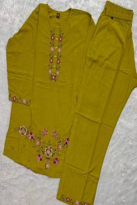 Heavy rayon kurta pant stitched 5