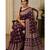Wine color  real mirror elephant prints premium satin saree with un-stitched blouse
